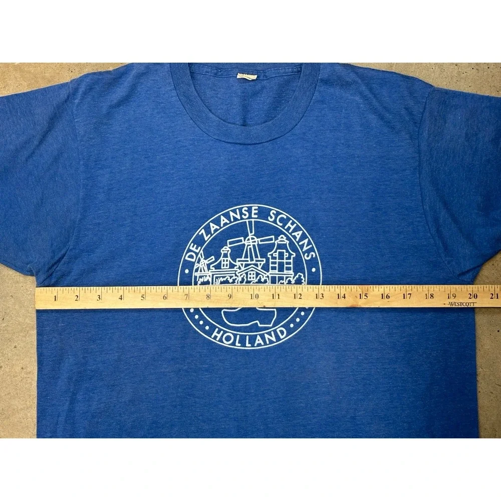 Vtg Screen Stars Holland Tshirt Sz X-Large Mens Blue Single Stitch Made USA 80s